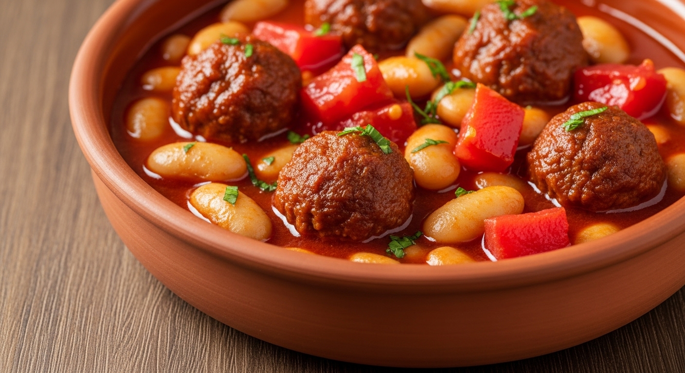 Fırında Köfteli Kuru Fasulye Güveci – Lezzetli ve Pratik Fırın Yemeği
