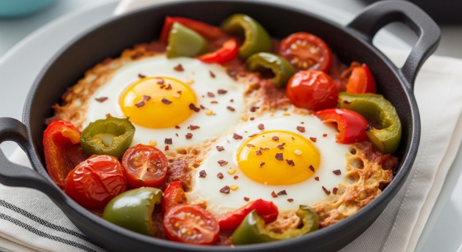 Fırında Biberli Domatesli Yumurta – Kolay ve Pratik Menemen Sunumu