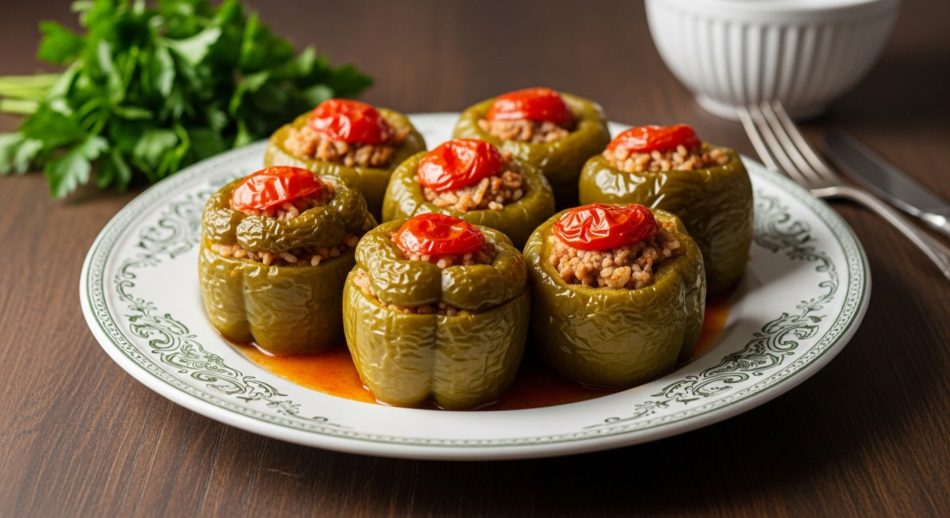 Fırında Domates Soslu Kuru Biber Dolması Tarifi – Yöresel ve Pratik Lezzet