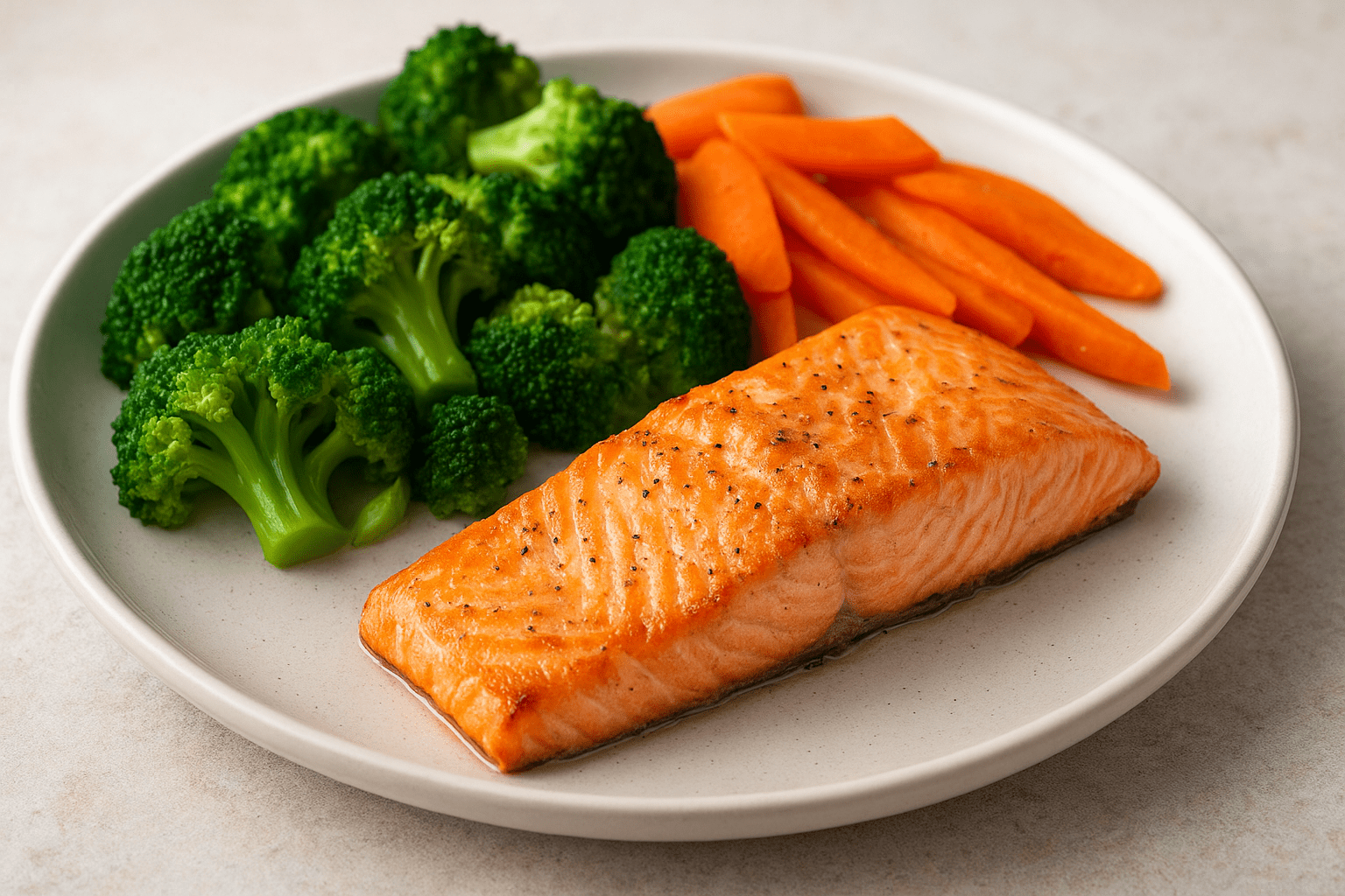 Brokoli ve Havuçlu Buharda Somon (Diyet ve Omega-3 Zengini)