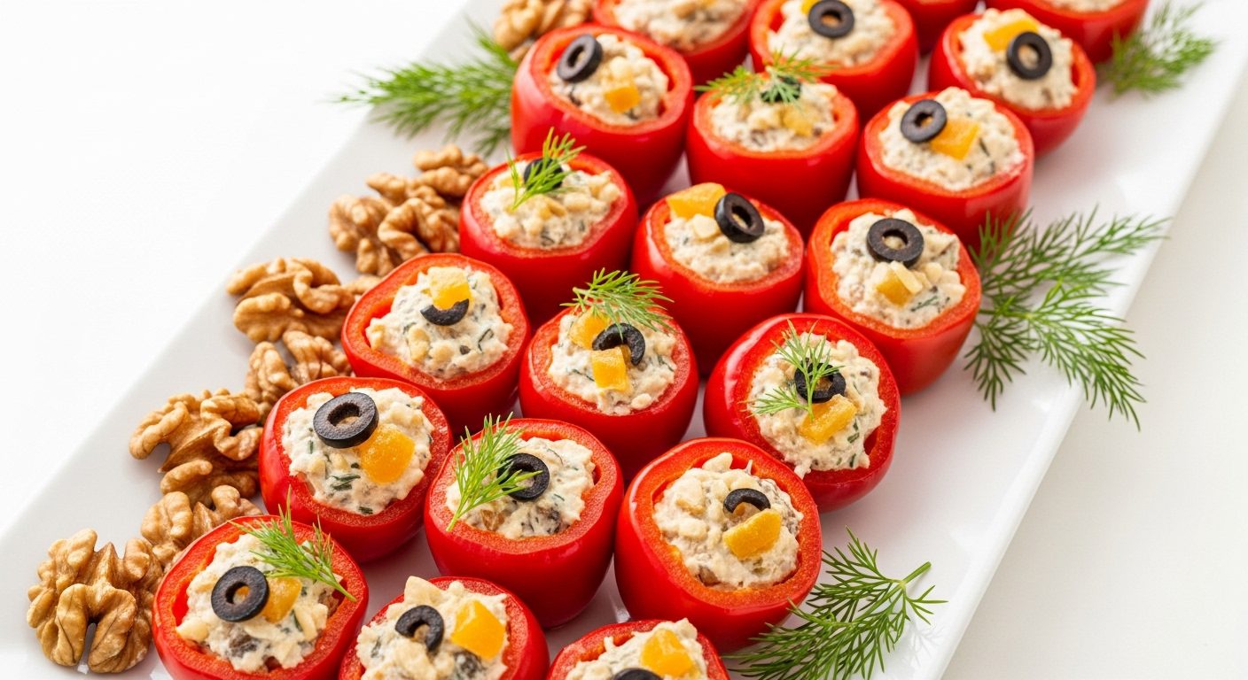 Közlenmiş Biberli Labneli Rulo Tarifi – Renkli ve Hafif Meze Seçeneği