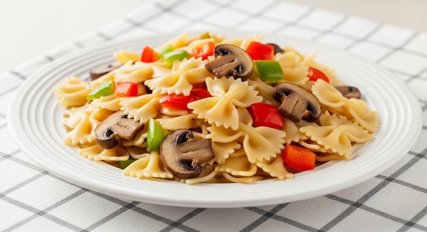 Karamelize Mantarlı Sebzeli Makarna Tarifi – Pratik, Lezzetli ve Düşük Yağlı Seçenek