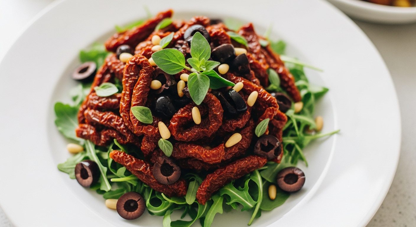 Zeytinli Kuru Domates Salatası Tarifi – Akdeniz Esintili Pratik Lezzet