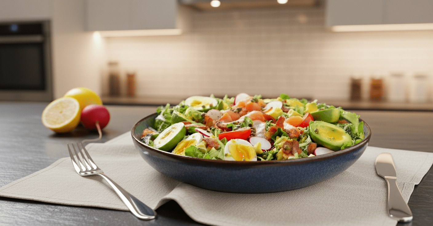 Füme Somonlu Romaine Salata – Limonlu Kaper Soslu