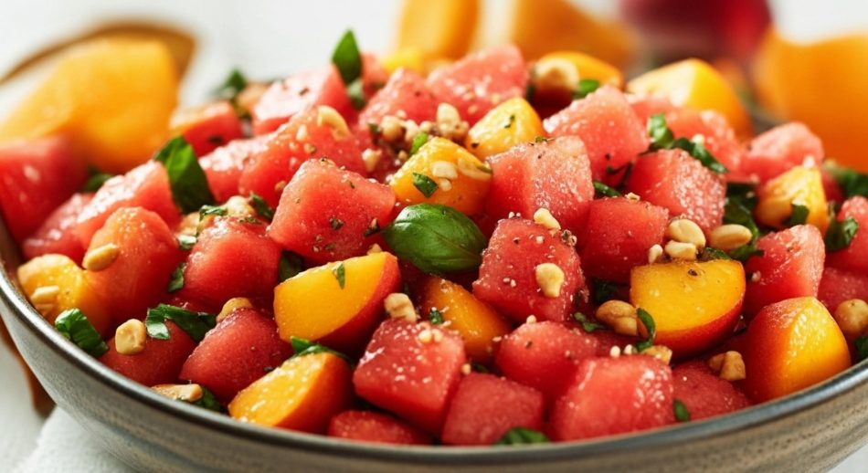 Tay Usulü Karpuzlu ve Şeftalili Yaz Salatası
