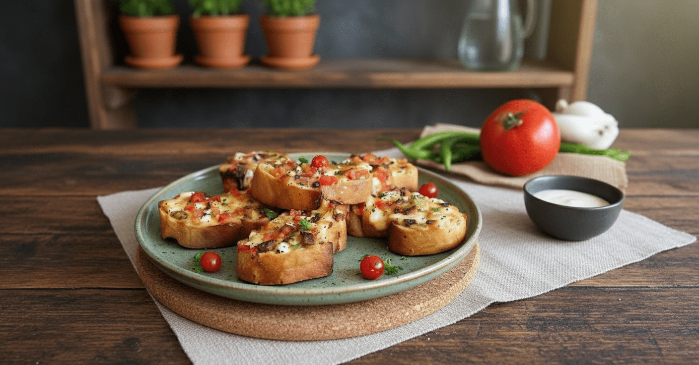 Bayat Ekmekle Fırında Sebzeli Peynirli Dilimler – İsraf Etmeden Lezzetli Çözüm