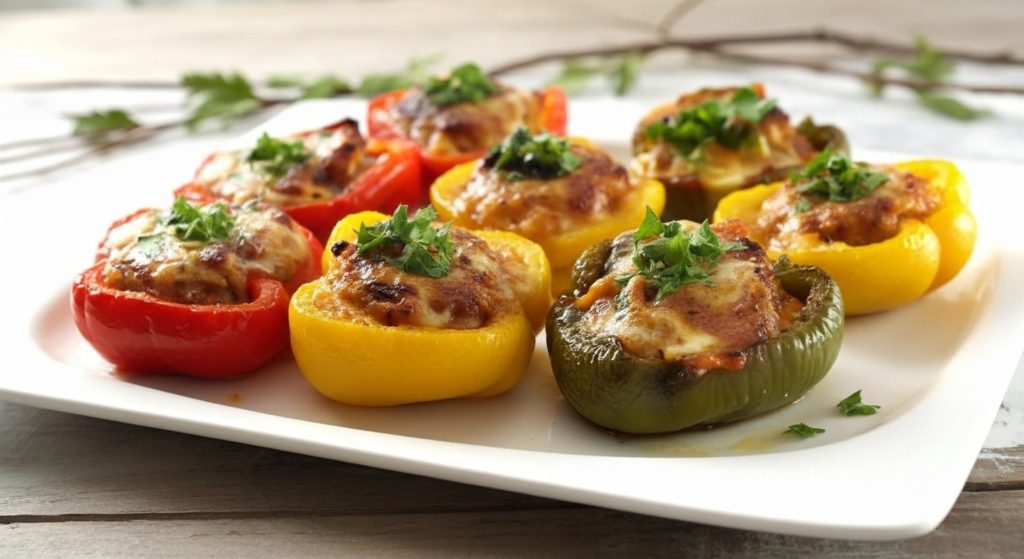 Kremalı ve Peynirli Tavuklu Dolma Biber