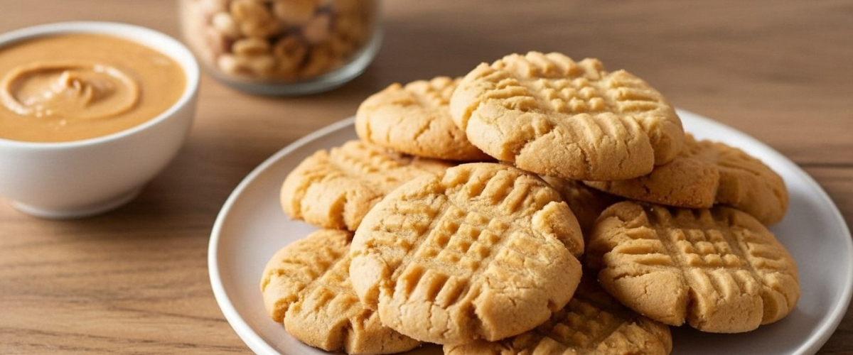 Dört Malzemeli Fıstık Ezmeli Kurabiye