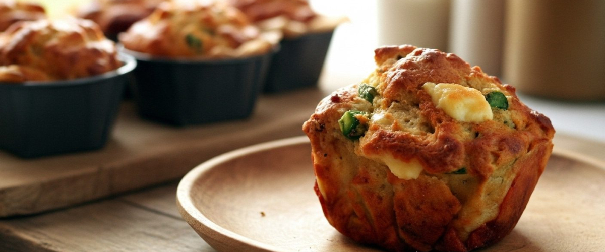 20 Dakikada Peynirli ve Biberli Muffin
