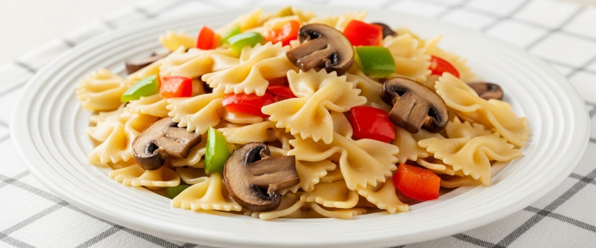 Karamelize Mantarlı Sebzeli Makarna Karamelize Mantarlı Sebzeli Makarna