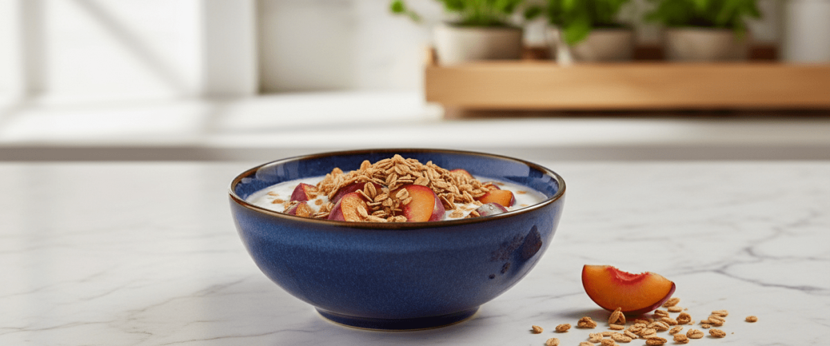 Granola ve Tahinli Yoğurtlu Meyve Kasesi – Sağlıklı Kahvaltı Granola ve Tahinli Yoğurtlu Meyve Kasesi – Sağlıklı Kahvaltı