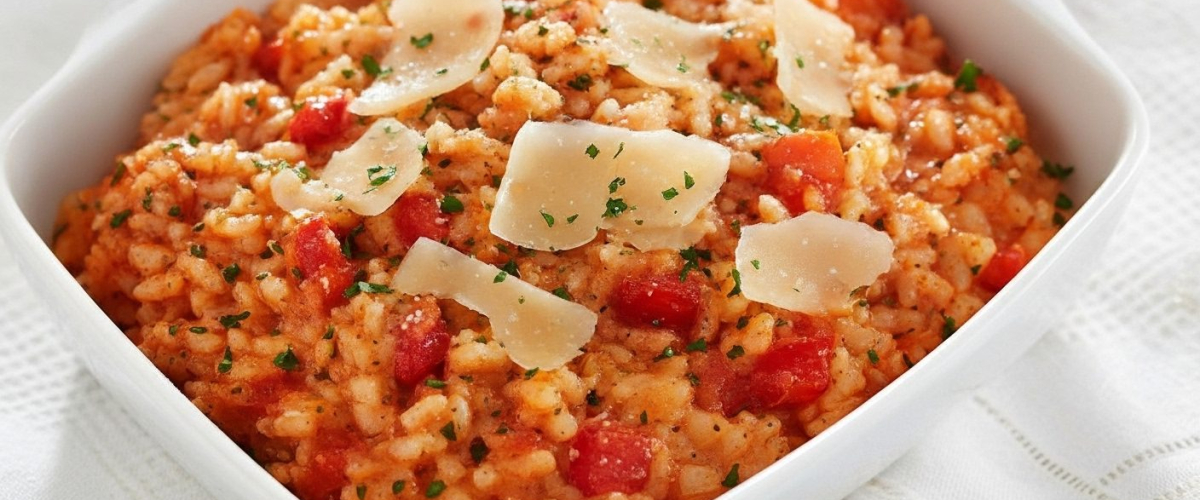 Kavrulmuş Kırmızı Biberli & Antik Domatesli Risotto