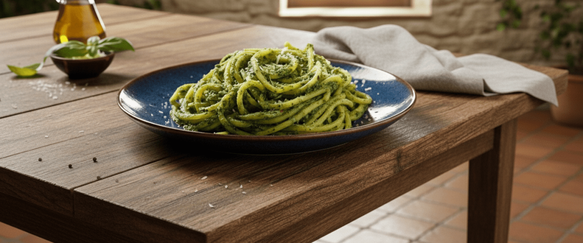Balkabaklı ve Kale Soslu Vegan Pesto Makarna Balkabaklı ve Kale Soslu Vegan Pesto Makarna