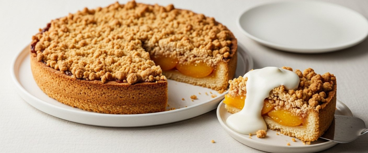 Şeftalili Crumble Kek Şeftalili Crumble Kek